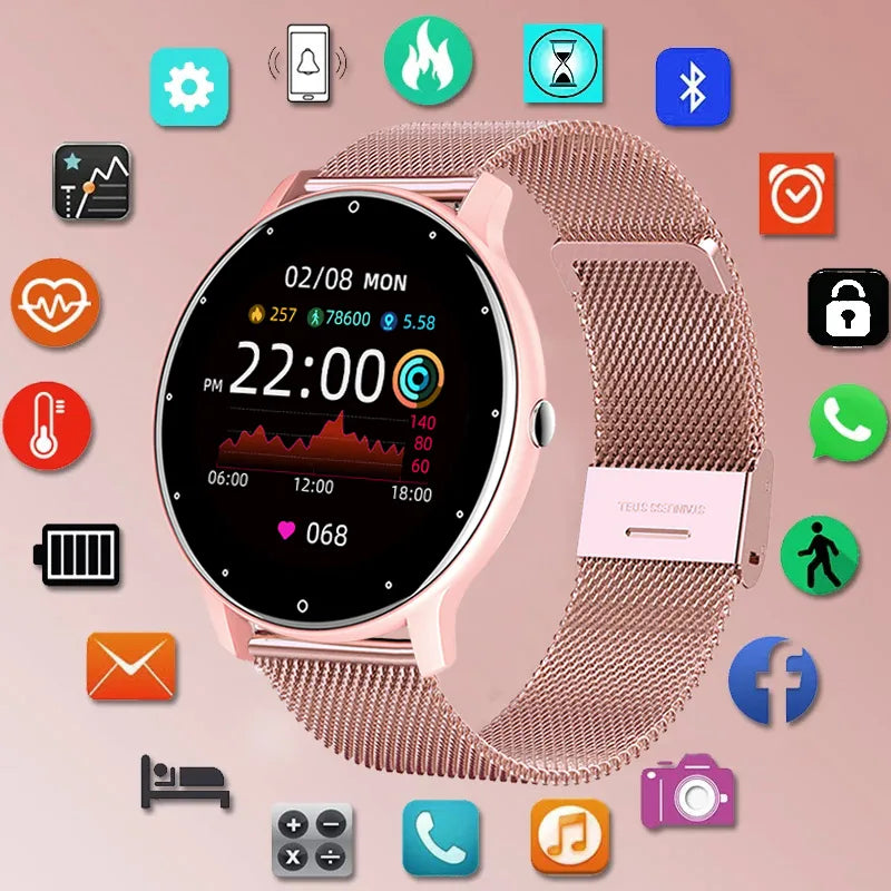 LIGE 2023 Smart watch Ladies Full touch Screen Sports Fitness watch IP67 waterproof Bluetooth For Android iOS Smart watch Female