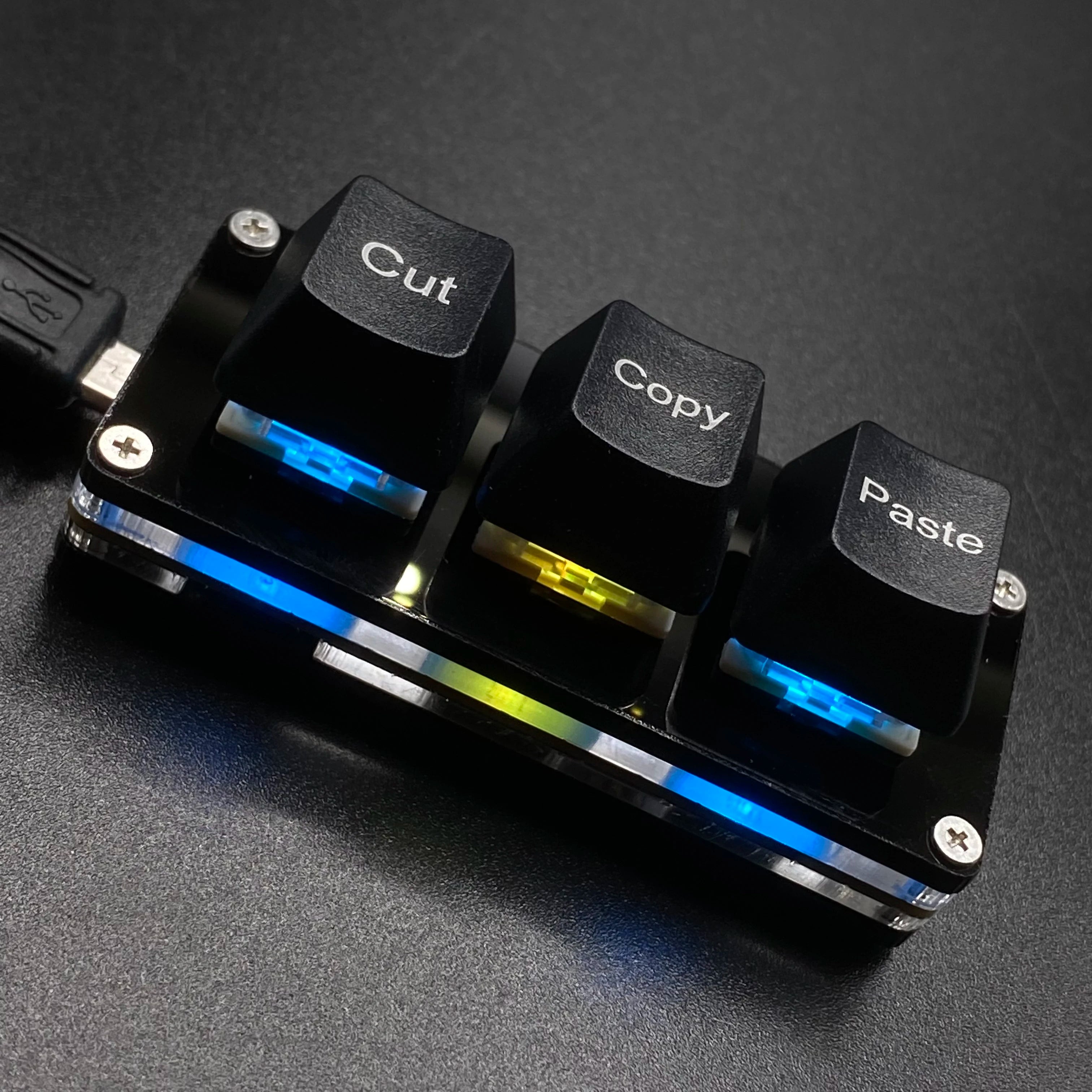 Mini 3-Key Cut Copy Paste Shortcut RGB Macro OSU Keypad Programmable Mechanical Keyboard for Gaming or Working