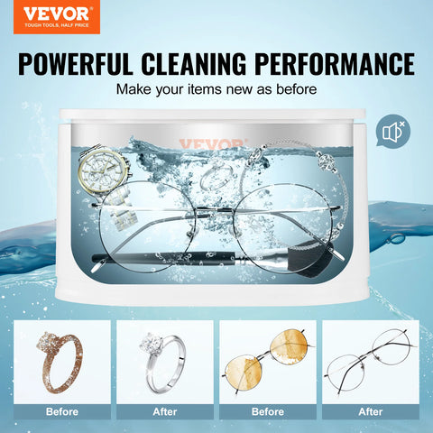 VEOVR 650ml Ultrasonic Cleaner Mini Portable Washing Machine Ultrasound Bath Sonic Cleaning Devices for Glasses Home Appliance