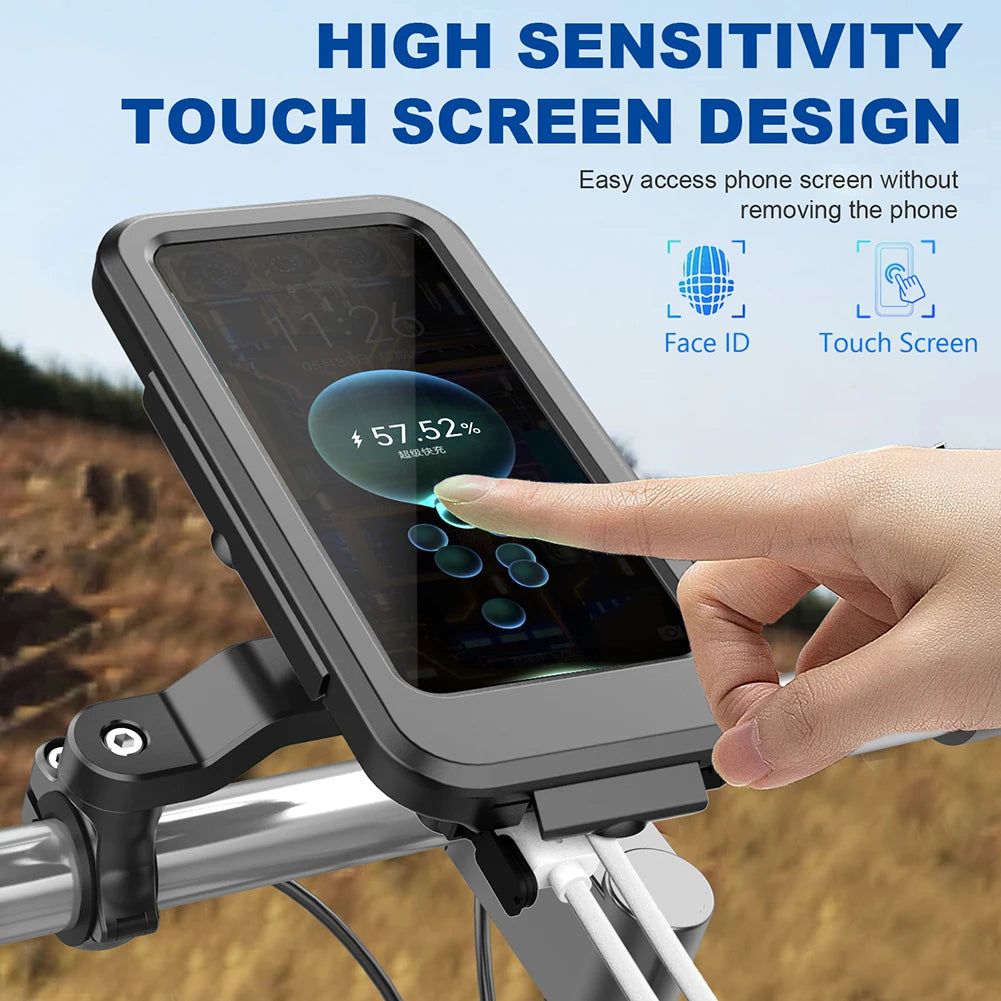 Waterproof Case Bike Motorcycle Phone Holder 15W Wireless Charger 5000mAh Power Bank Motorcycle Handlebar Cellphone Mount Stand