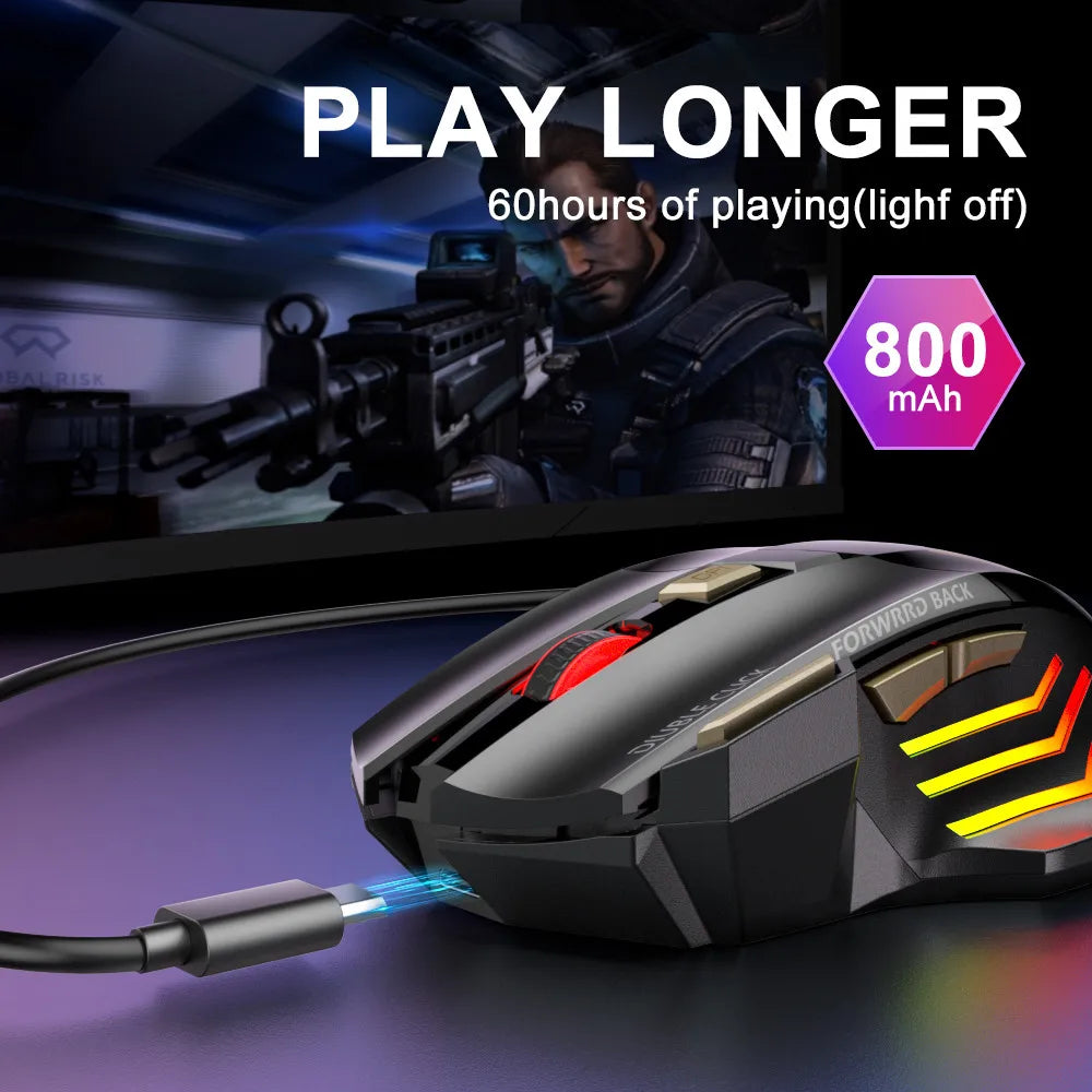 Wireless Bluetooth Mouse Wireless Mouse Gamer Rechargeable Gaming Mouse RGB Backlit USB Computer Mice Silent PC Ergonomic Mause